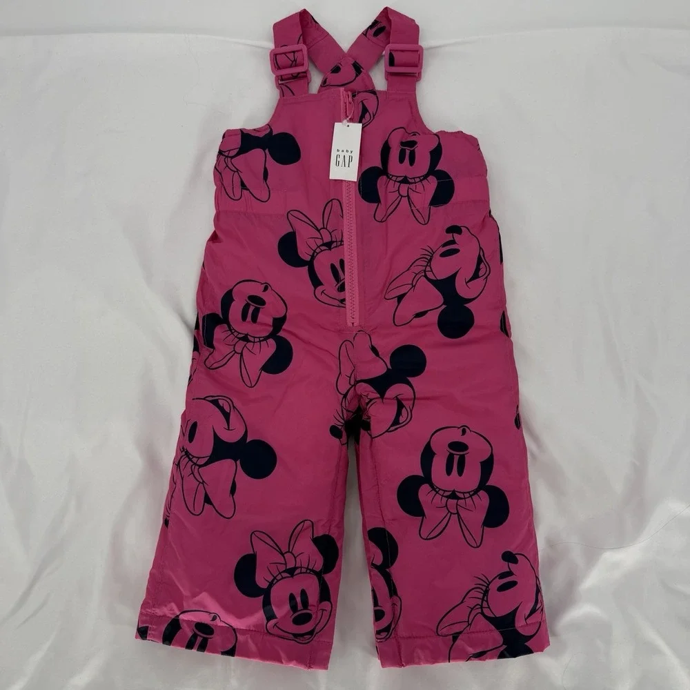 Disney Baby Gap 12-18M‎ Minnie Mouse Snow Suit Water Resistant Fleece Lined Pink